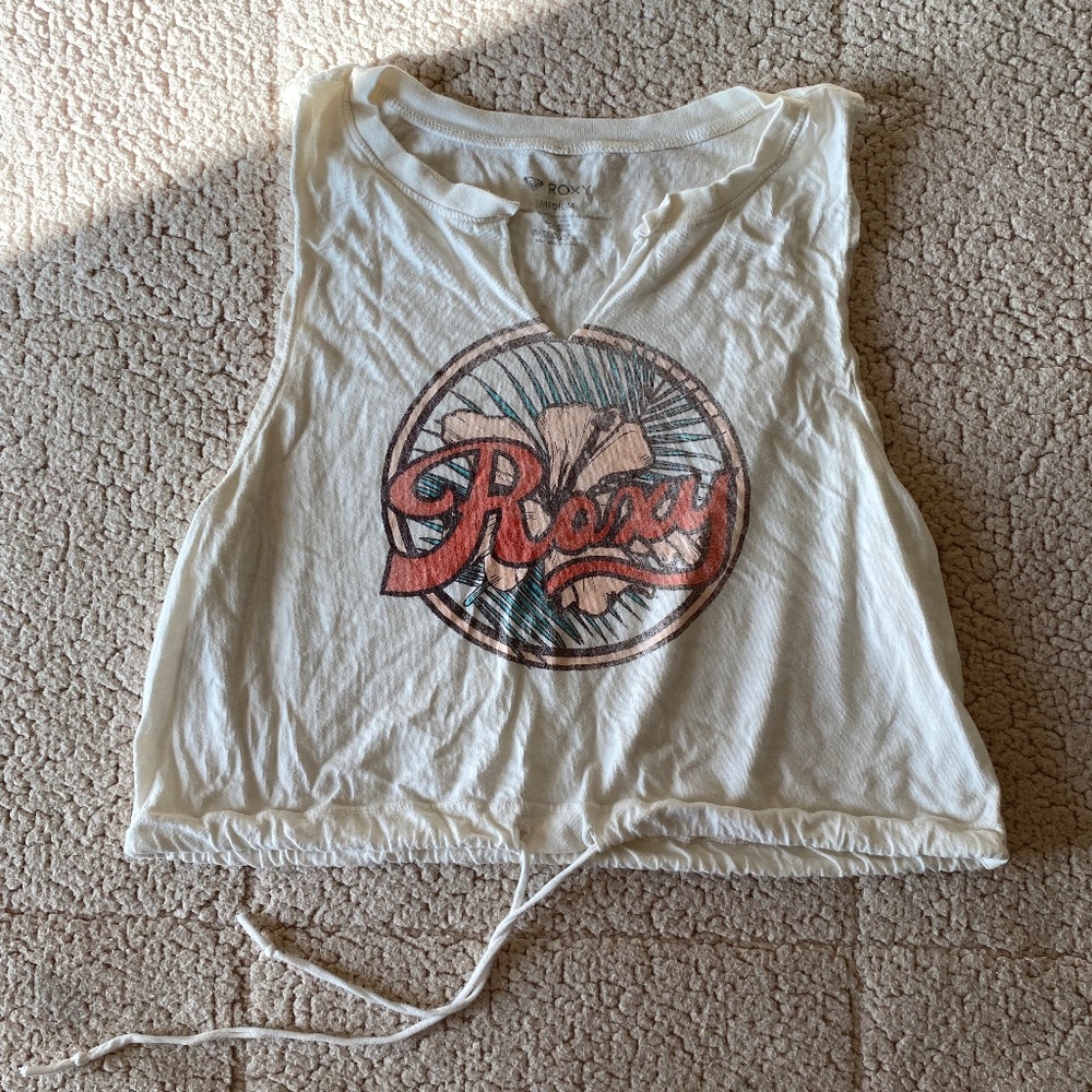 Roxy Graphic Cropped Cinched Tank Top